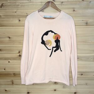 Oh Seven Days Women's Light Pink Crew Neck Sweater with Graphic